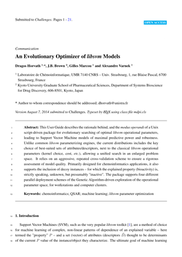 An Evolutionary Optimizer of Libsvm Models