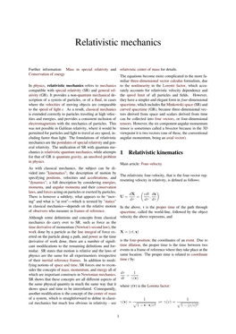 Relativistic Mechanics