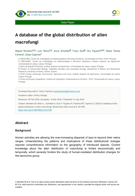 A Database of the Global Distribution of Alien Macrofungi