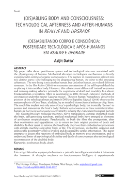 Technological Afterness and After-Humans in Realive and Upgrade