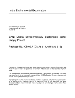 42173-013: Dhaka Environmentally Sustainable Water Supply Project