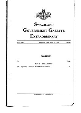 Swaziland Government Gazette Extraordinary