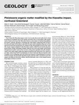 Pleistocene Organic Matter Modified by the Hiawatha Impact, Northwest Greenland Adam A