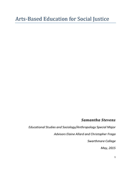 Arts-Based Education for Social Justice