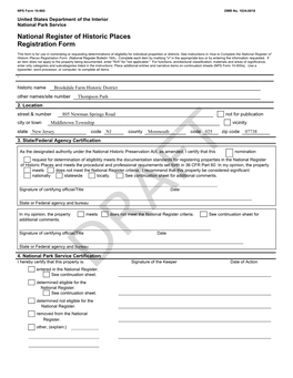 National Register of Historic Places Continuation Sheet Brookdale Farm Historic District Monmouth County, NJ Section Number 7 Page 1