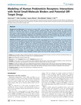 Modeling of Human Prokineticin Receptors: Interactions with Novel Small-Molecule Binders and Potential Off- Target Drugs