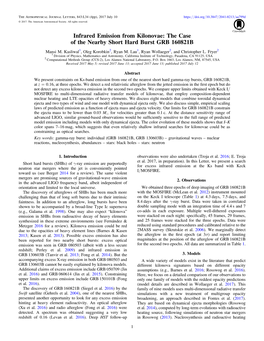 Infrared Emission from Kilonovae: the Case of the Nearby Short Hard Burst GRB 160821B