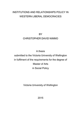 Institutions and Relationships Policy in Western Liberal Democracies