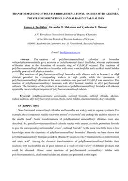 Polyfluoroarenesulfonyl Chlorides Are Usually Obtained by Reactions Of