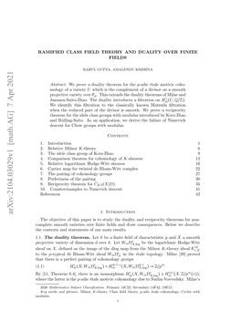 Ramified Class Field Theory and Duality Over Finite Fields 3