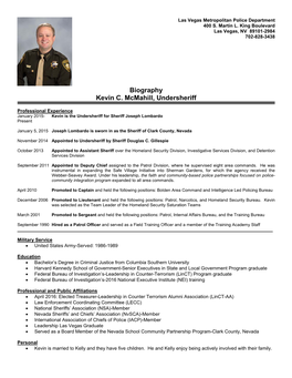 Biography Kevin C. Mcmahill, Undersheriff