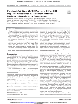 Preclinical Activity of JNJ-7957, a Novel BCMAÂCD3 Bispecific