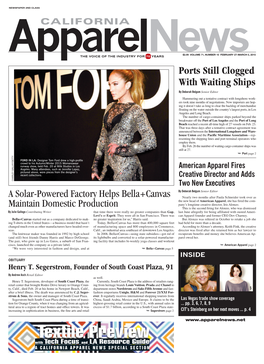 Textile Preview with Tech Focus and LA Resource Guide a CALIFORNIA APPAREL NEWS SPECIAL SECTION