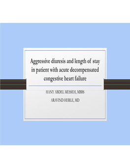 Aggressive Diuresis and Length of Stay in Patient with Acute Decompensated Congestive Heart Failure