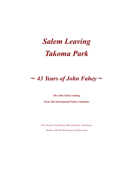 Salem Leaving Takoma Park