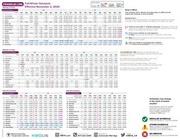 FRANKLIN LINE Fall/Winter Schedule Effective November 2, 2020