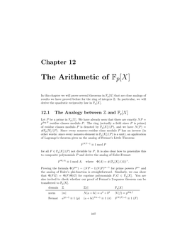 Quadratic Reciprocity in F P