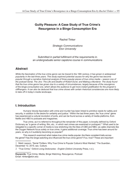 Guilty Pleasure: a Case Study of True Crime's Resurgence in a Binge