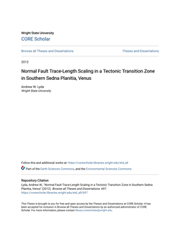 Normal Fault Trace-Length Scaling in a Tectonic Transition Zone in Southern Sedna Planitia, Venus