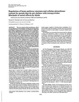 Regulation of Heme Pathway Enzymes and Cellular Glutathione Content By