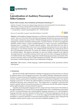 Lateralization of Auditory Processing of Silbo Gomero