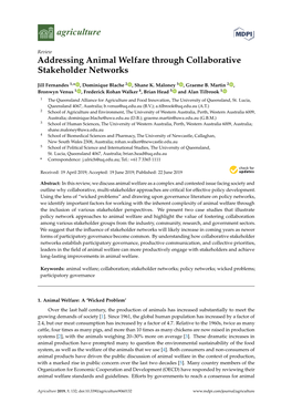 Addressing Animal Welfare Through Collaborative Stakeholder Networks