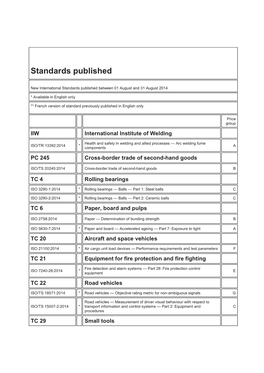 Standards Published