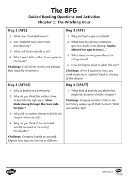 The BFG Guided Reading Questions and Activities Chapter 1: the Witching Hour