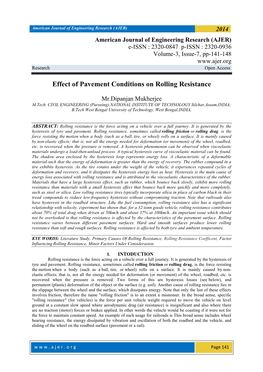 Effect of Pavement Conditions on Rolling Resistance