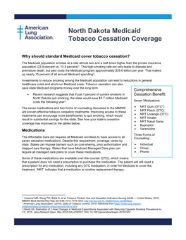 North Dakota Medicaid Tobacco Cessation Coverage