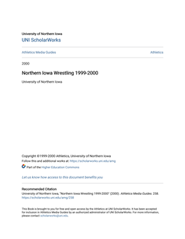 Northern Iowa Wrestling 1999-2000