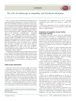 The Role of Endoscopy in Ampullary and Duodenal Adenomas