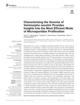 Characterizing the Xenoma of Vairimorpha Necatrix Provides Insights Into the Most Efficient Mode of Microsporidian Proliferation