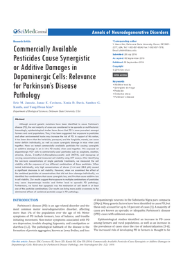 Commercially Available Pesticides Cause Synergistic Or Additive Damages in Dopaminergic Cells: Relevance for Parkinson’S Disease Pathology