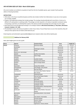 APS VICTORIA SEED LIST 2018 - March 2018 Update