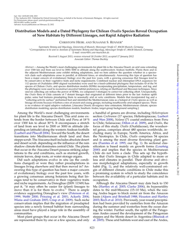 Distribution Models and a Dated Phylogeny for Chilean Oxalis Species Reveal Occupation of New Habitats by Different Lineages, Not Rapid Adaptive Radiation