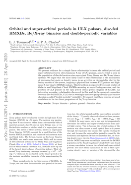 Orbital and Superorbital Periods in ULX Pulsars, Disc-Fed Hmxbs, Be/X