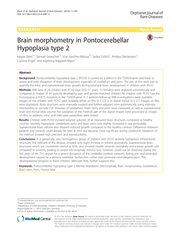 Brain Morphometry in Pontocerebellar Hypoplasia Type 2