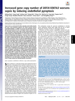 Increased Gene Copy Number of DEFA1/DEFA3 Worsens Sepsis by Inducing Endothelial Pyroptosis