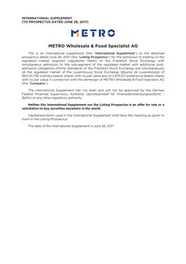 METRO Wholesale & Food Specialist AG