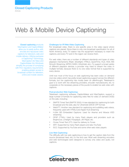 Web & Mobile Device Captioning
