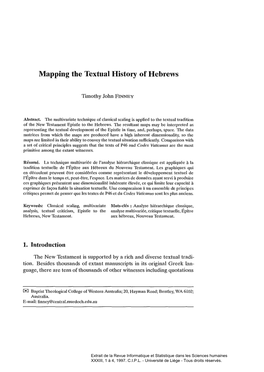 Mapping the Textuai History of Hebrews