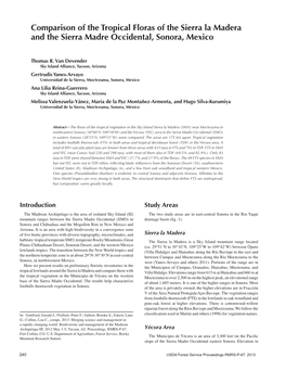 Comparison of the Tropical Floras of the Sierra La Madera and the Sierra Madre Occidental, Sonora, Mexico