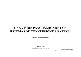 Una Visión Panorámica De Los Sistemas De Conversión De Energía