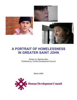 A Portrait of Homelessness in Greater Saint John