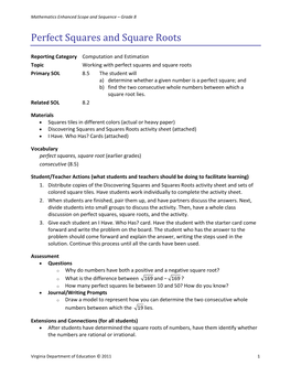 Perfect Squares and Square Roots
