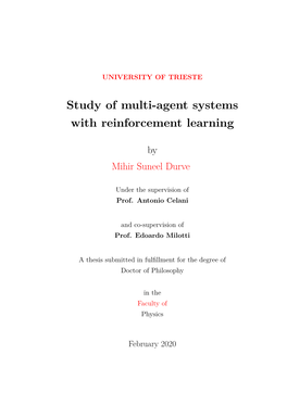 Study of Multi-Agent Systems with Reinforcement Learning