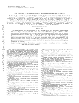 The First Release COSMOS Optical and Near-IR Data and Catalog
