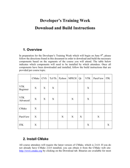 Developer's Training Week Download and Build Instructions