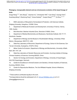 Phylogeny, Transposable Element and Sex Chromosome Evolution of The